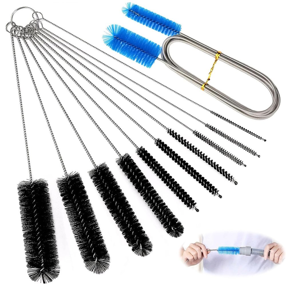 11 Piece Straw Brush, Drain Brush, Cleaning Brush Set, Cleaning Brush Drain Sink for Pipes, Bottles, Bathtub Drain, Aquarium Hoses, Washing Machines