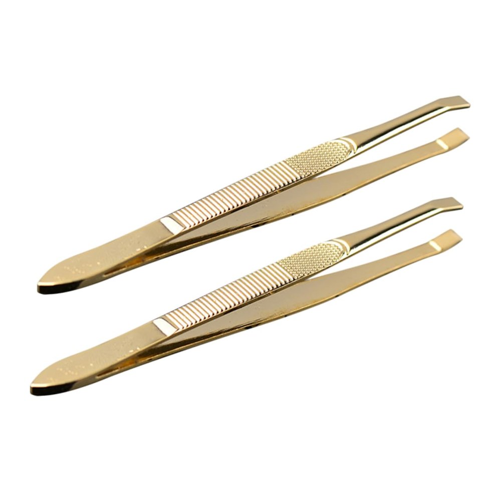 DECOMELODY 2pcs Stainless Steel Eyebrow Tweezers for Women Eyelash Extensions Precision Travel Tools Eyebrow Repair