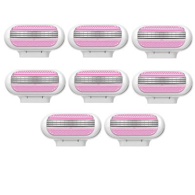 8Pcs Replacement Razor Blades for Gillette Venus 3-Layer Ultra-Smooth Womens Razor Refills Comfort Easy to Replace Effortless Glide for Body Sensitive Skin Bathroom Beach Travel Gifts, Pink