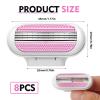 8Pcs Replacement Razor Blades for Gillette Venus 3-Layer Ultra-Smooth Womens Razor Refills Comfort Easy to Replace Effortless Glide for Body Sensitive Skin Bathroom Beach Travel Gifts, Pink view 2