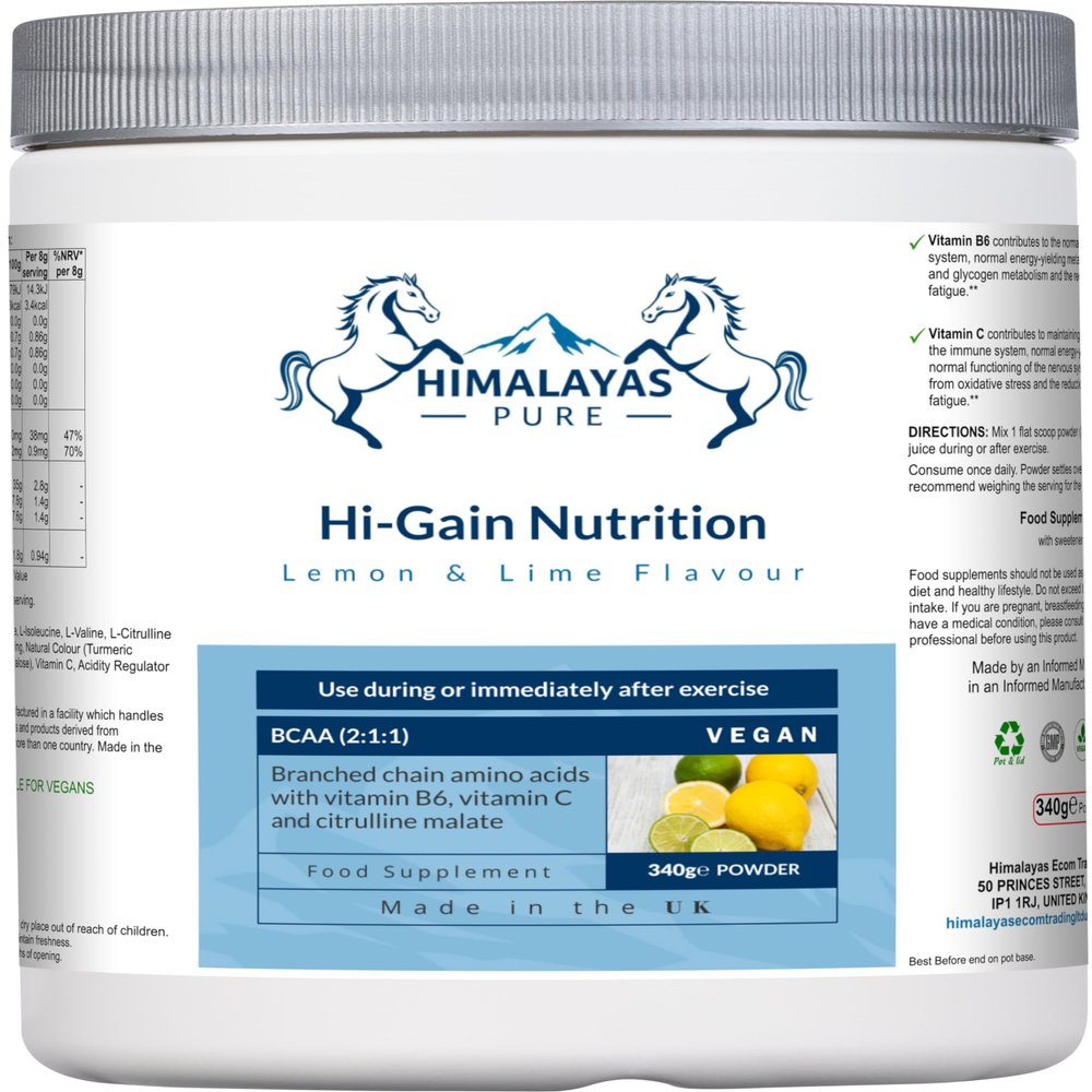 Himalayas Pure Hi-Gain BCAA Drink Mix Advanced Branched Chain Amino Acids | 340g Powder for Muscle Recovery Endurance & Lean Muscle Support