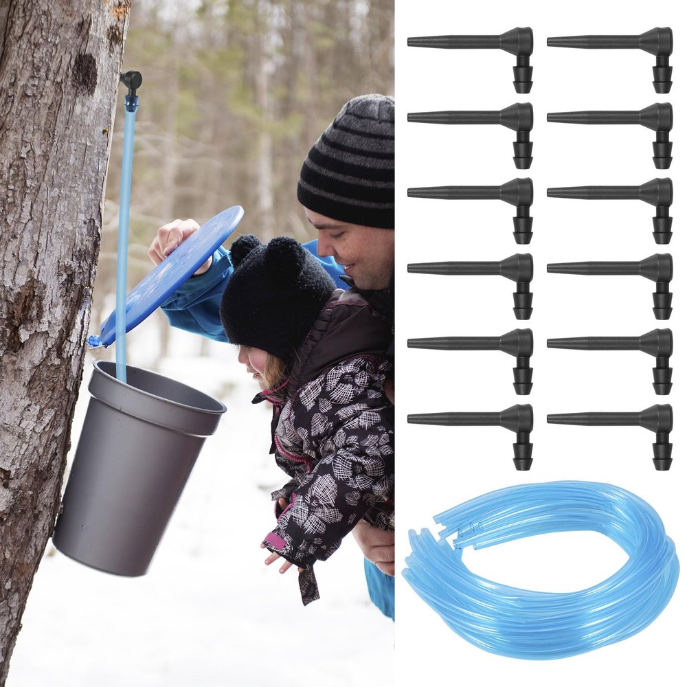 12 Pcs Maple Syrup Taps Kit, Maple Syrup Tree Tapping Kit with 12 Plastic Taps and Food Grade Tree Sap Spile Extractor Tubes for Winter, Spring