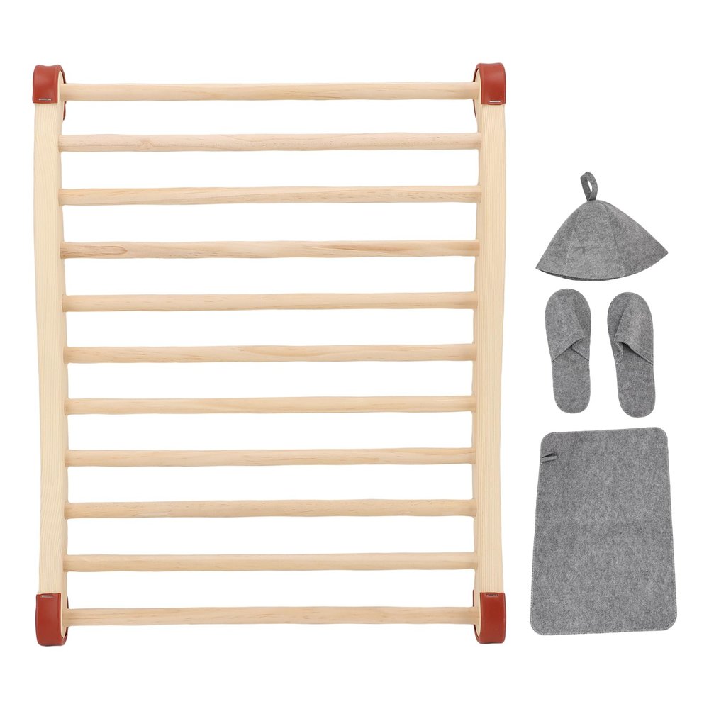 BAOFUYA Sauna Backrest Accessories Kit, S Shape Design Sauna Chair Accessories Anti Slip Pad Hat Slippers for Equipment
