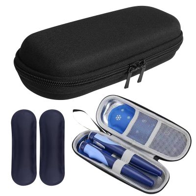 Insulin Cooler Travel Case with 2 Ice Packs - Medicine Cool Bag, Diabetic Supplies, Travel Cool Bag for Injections (Black)
