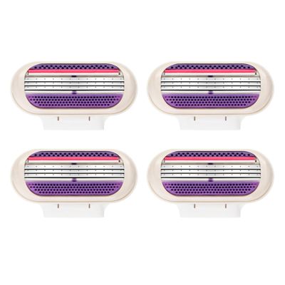 4 Pcs Venus Snap Razor Refill Blades, Heads Compatible with Venus Womens Razor, 3-Layer Blades for Smooth Shaving, Easy Replacement Heads for Women (Purple)