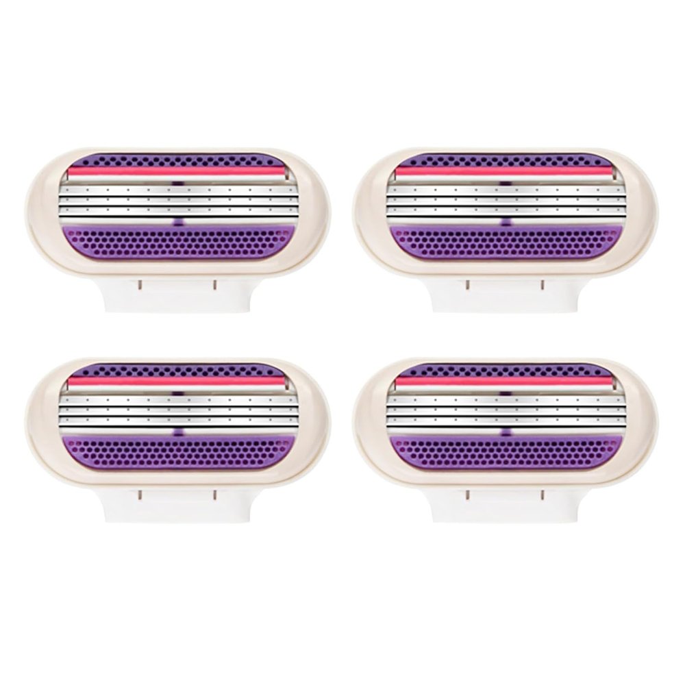 4 Pcs Venus Snap Razor Refill Blades, Heads Compatible with Venus Womens Razor, 3-Layer Blades for Smooth Shaving, Easy Replacement Heads for Women (Purple)