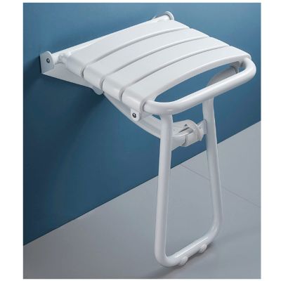 Folding Shower Chair Wall Mounted Fold Down Bath Seat Shower Stool For Inside Small Spaces Bath Bench For Bathing Elderly Disabled And Limited Mobility Sauna Bathroom Use Color White