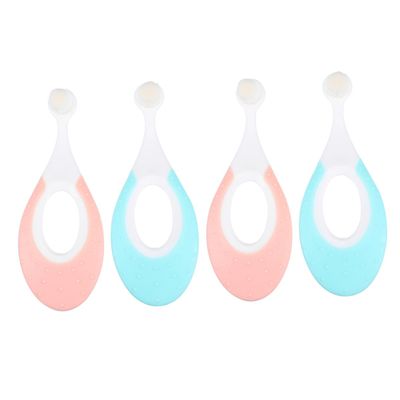 HOUDERCO 4pcs Baby Training Toothbrush Set with Ultra-Soft Bristles for Gentle Gum Care, Suitable for Infants and Toddlers, Includes Pink and Blue Colors for Effective Oral Hygiene