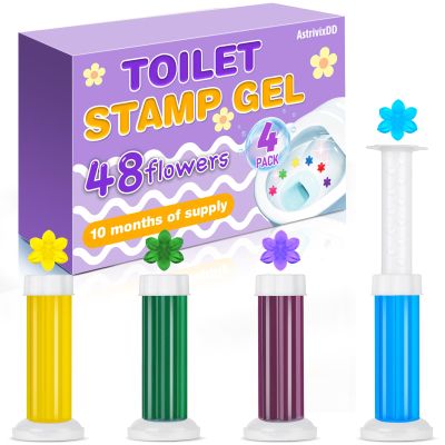 AstrivixDD Toilet Gel Stamps 48 Pcs 4 Scents Toilet Bowl Cleaner Gel Long Lasting Flower Shaped Bathroom Freshener Keeps Your Toilet Smelling Clean