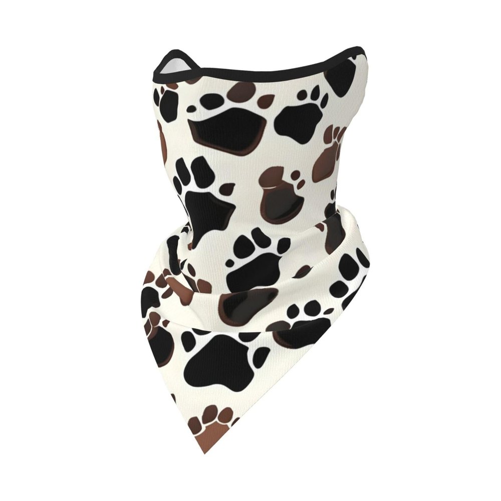 Dog Paw Prints Balaclava Face Mask-Protection Cover for Men Women Paragliding, Skydiving, Gliding, Black, One Size