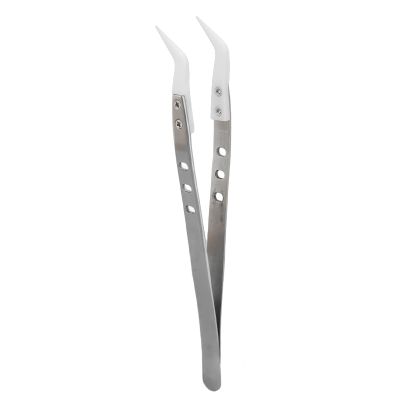 Craft Tweezers, Long Tweezers KGX TC002 Electrical Repair Stainless Steel Insulation 3 Holes Professional Sewing Set for Electronics Soldering (Bent Head)