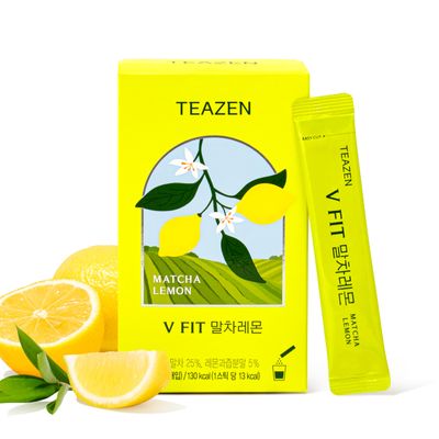 Pack of 10 sachets en poudre Kombucha Matcha Citron Boisson instantane probiotique au th sans sucre Teazen TZ-MTLM