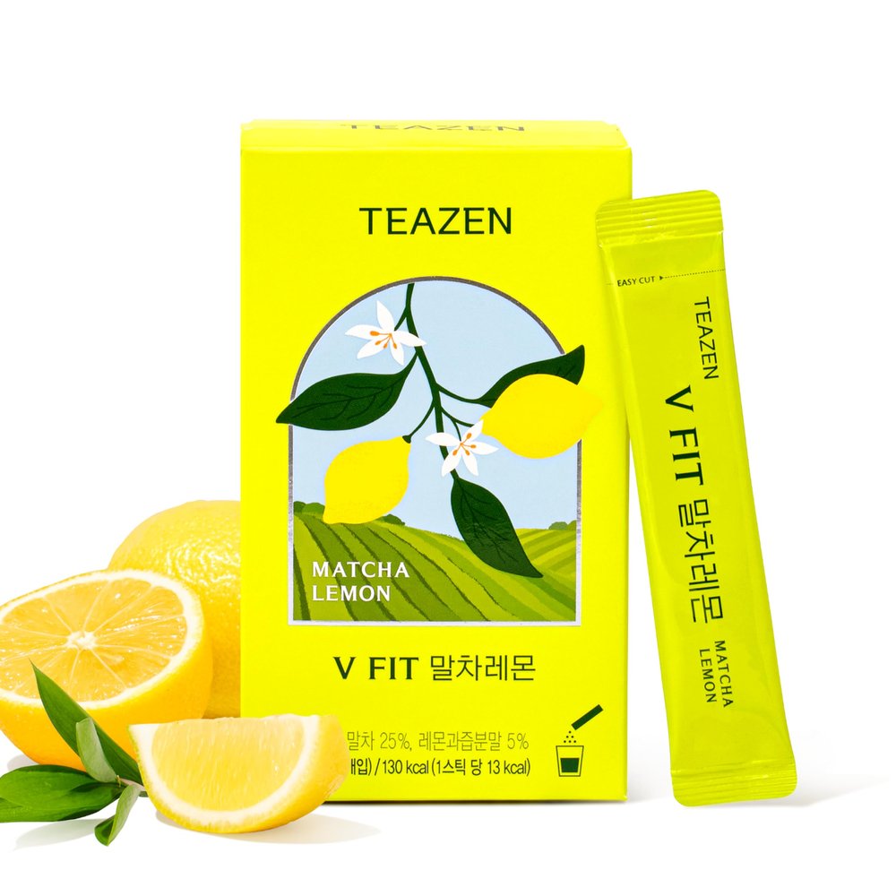 Pack of 10 sachets en poudre Kombucha Matcha Citron Boisson instantane probiotique au th sans sucre Teazen TZ-MTLM