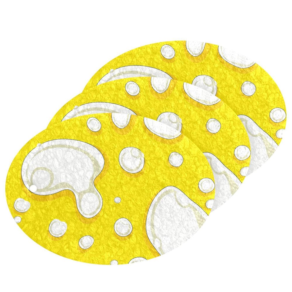 White Circular Spots on A Yellow Background Absorbent Dish Washing sponges Multipurpose Decorative Dish sponges for Washing Dishes for Cleaning Kitchen Pans, Tableware, and Non Stick Cookware