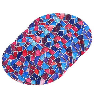 Red and Blue Geometric Pattern Stained Glass Style Absorbent Clean sponges Magic Eraser Effortless Decorative Dish sponges for Washing Dishes for Dishes,Pots,Pans All at Once (3 Count)