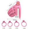 Male Pink Breathable Honeycomb Chastity Cage Lower Limb Protector with Black Adjustable Waist Belt -A74UK (Flat Ring) view 2