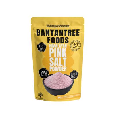 BanyanTree Foods Himalayan Pink Salt Powder 100g~ All Natural, Indian Origin | No Color | Gluten Free Ingredients | Vegan |