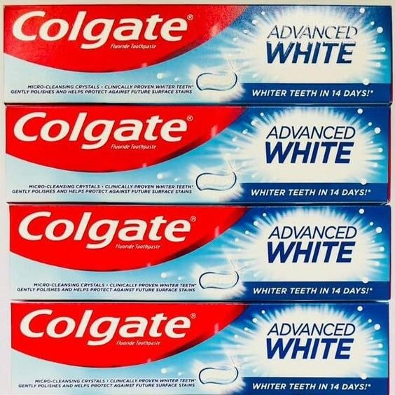 4 Pack Bundle - Colgate Advanced White Fluoride Toothpaste (100ml x 4) | Whiter Teeth in 14 Days | Micro-Cleansing Crystals | Clinically Proven | Protects Against Surface Stains