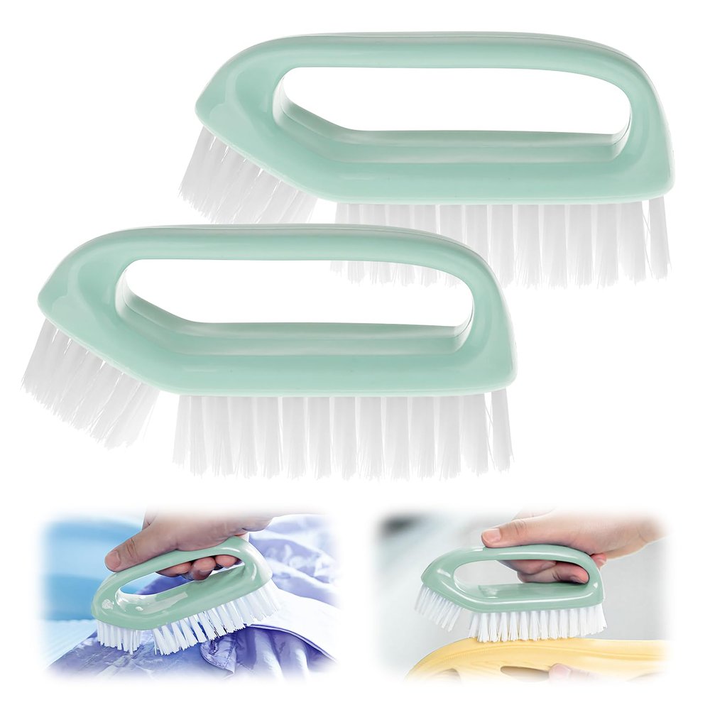 2 Pack Scrub Brush for Cleaning Scrubbing Heavy Duty Stiff Nylon Bristles Cleaning Brush Multi-Purpose (Green-2)