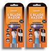 2x Lcur Men - Aldi | 5 Blade Razor Advanced Shaving System | 1 Blade + 1 Handle In Each Pack | Twin Pack view 1