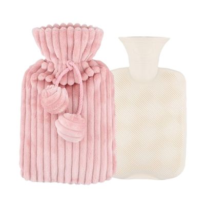 TGDGFKIAS Hot Water Bottle, 2000ml Large Hot Water Bag with Cover for Winter Plush Hand & Feet Warmer Water Bottle Cover for Hot Water(1000ml Set Pink)