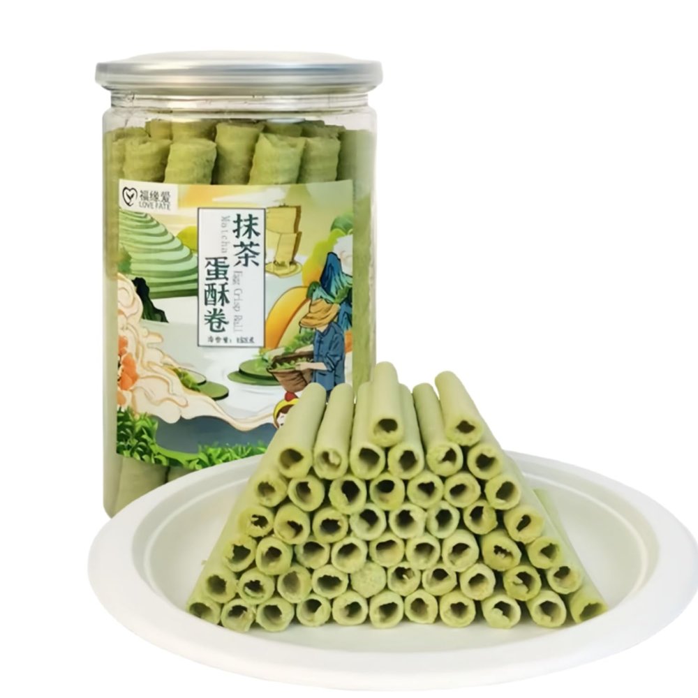WSYLS Matcha Roll Delicious Chinese Biscuits,Matcha Cake Premium Green Tea Biscuits - Vegan and Gluten Free Snack, Perfect with Tea - Crunchy, Sweet, Healthy Snack 138G