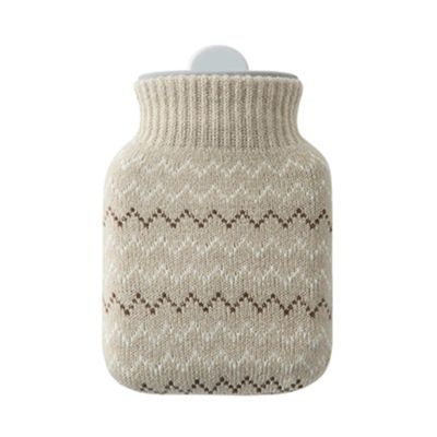TGDGFKIAS Hot Water Bottle, 2PCS Silicone Hot Water Bottle Water Warm Water Bag Warm Hand Warmers Mini Portable Plush Water Bag Warming Bag(Beige)