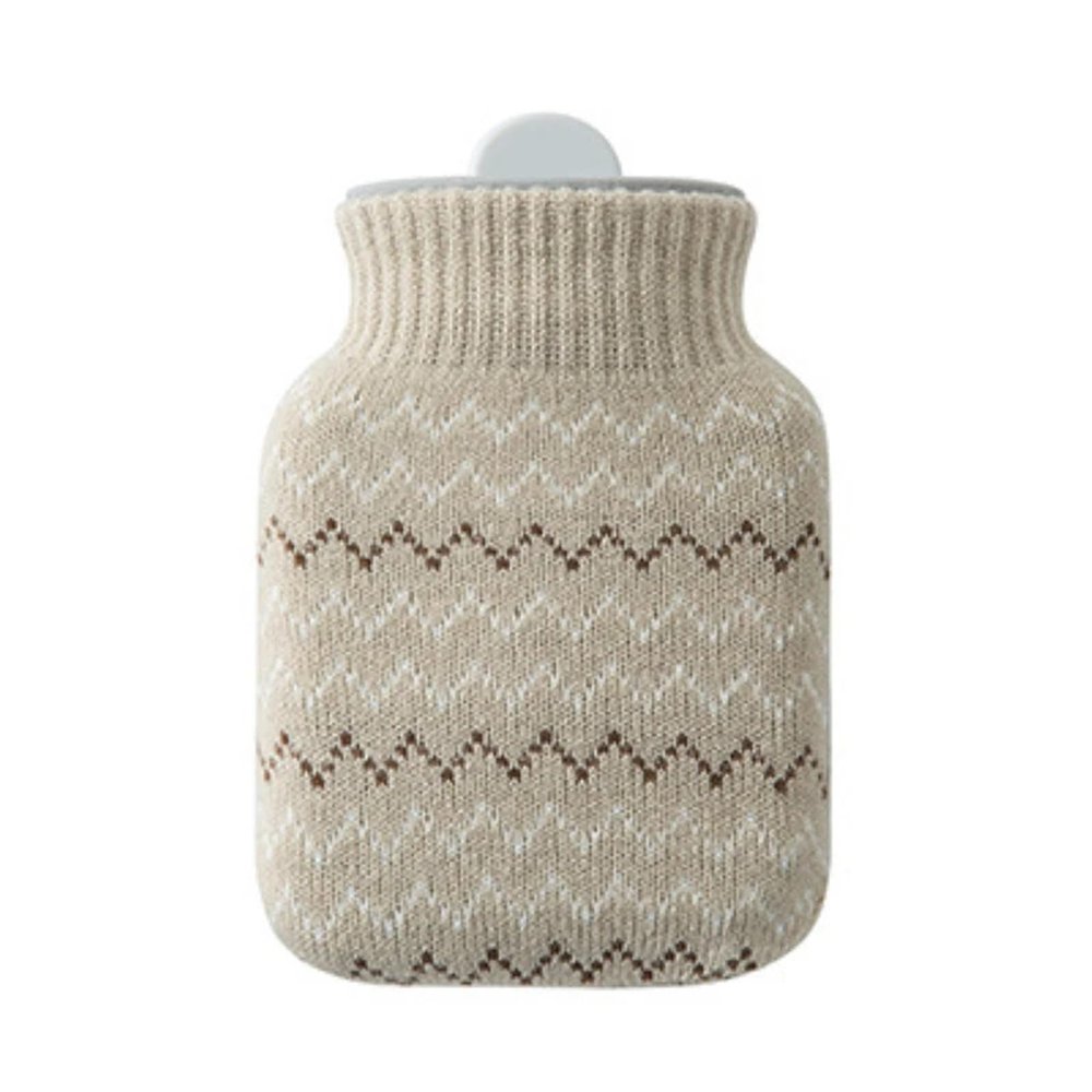 TGDGFKIAS Hot Water Bottle, 2PCS Silicone Hot Water Bottle Water Warm Water Bag Warm Hand Warmers Mini Portable Plush Water Bag Warming Bag(Beige)