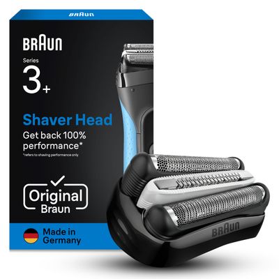 Braun Series 3+ Electric Shaver Original Replacement Head, Get Back 100% Shaving Performance, Compatible with Series 3+ and Series 3 ProSkin Shavers, Made in Germany, 32B