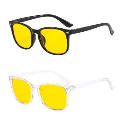 2 Pcs Blue Light Blocking Glasses, Anti Glare Gamer Glasses for Women Men Blue Light Filter Computer Glasses Yellow Lens Eyewear Vintage Eyeglasses Anti Eyestrain for Computer Screen TVs Mobile Phones