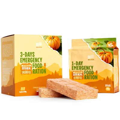 Cream Pumpkin Emergency Food Supply - 3-days 72 hours Biscuit Bars MREs Meals Military 2025 Survival Kit - 20 Years Shelf Life Camping Hiking Supplies
