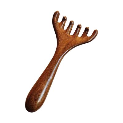 Pbi Sandalwood Antistatic Massage Comb Natural Wood Beard Man | Natural Deer Antlers with Handle for Scalp Massage