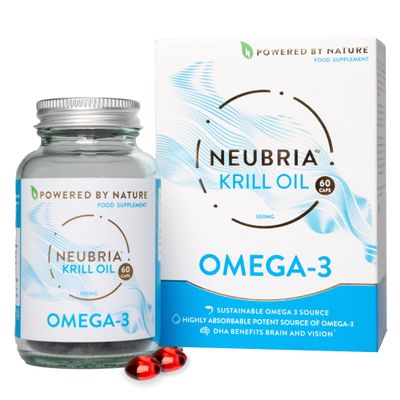 Neubria Krill Oil Omega-3 Capsules High Strength 1000mg | EPA & DHA with Marine Phospholipids, Astaxanthin & Choline | Antarctic Krill Oil | Cod Liver & Fish Oil Alternative | 60 Softgels