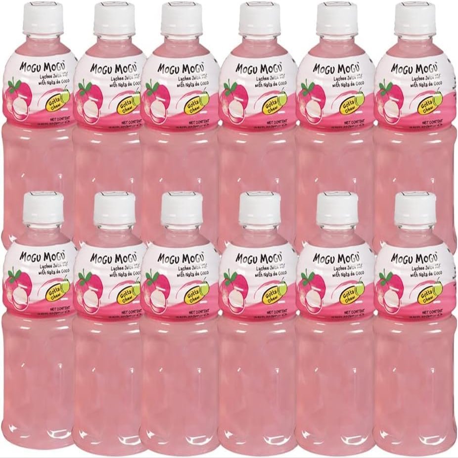 MOGU MOGU Lychee Juice with Nata De Coco, Vitamin D Enriched, 320g, Pack of 24