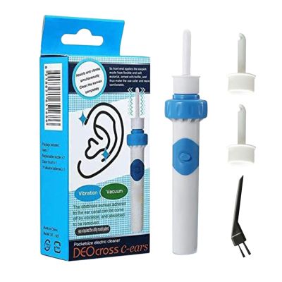 Earwax Removal Kit, Ear Wax Cleaner, 0.98x4.92 inches Portable Electric Vacuum Soft Cleaning Tool with 2 Replacement Heads for Personal Care, Kids, Family, and Travel Use