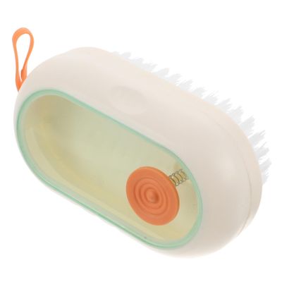 IMIKEYA Multifunctional Shoe Brush Liquid Dispenser Soft Bristle Shoe Scrubber Clothes Cleaning Brush Long Handle and Laundry White Hand-press for Household Use