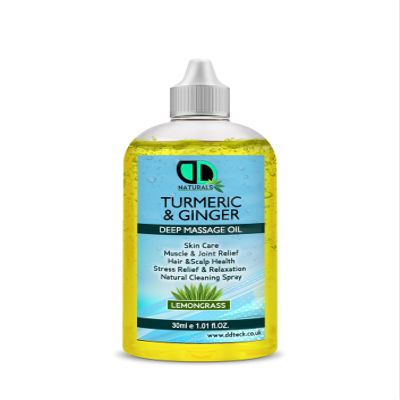 DD Teck Warming Body Massage Oil with Turmeric, Ginger & Lemongrass, Aromatherapy Blend for Muscle Relaxation, Hair Care, Skin Nourishment, Stress Relief(30ml Nozel)
