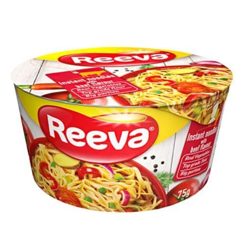 Reeva Instant Bowl Noodles Halal Certified Instant Beef Noodles 75g (36)