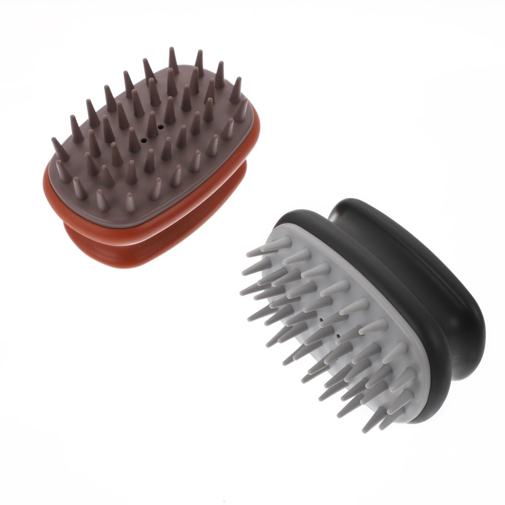 WRITWAA 2 Pcs Silicone Scalp Shampoo Massager Brush, Head Massage Brush for Wet and Dry Use, Black ABS, Easy to Carry, Hair Care for Home or Travel