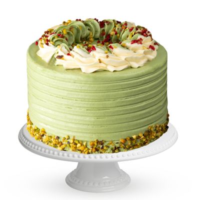 Patisserie Valerie Pistachio & Raspberry Delight Cake 5-Layer Luxury Sponge with Pistachio Cream & Raspberry Filling | Handcrafted Celebration Cake for Birthdays, Afternoon Tea