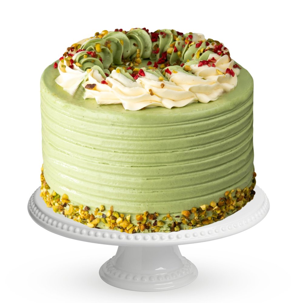 Patisserie Valerie Pistachio & Raspberry Delight Cake 5-Layer Luxury Sponge with Pistachio Cream & Raspberry Filling | Handcrafted Celebration Cake for Birthdays, Afternoon Tea