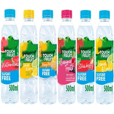 Vollviic Touch Random Mixed Sugar-Free & Low Sugar Variety Flavoured Water PMP 500ml Refreshing Flavoured Still Water Selection for On-the-Go Hydration (6 x Random Mixed Bottles)