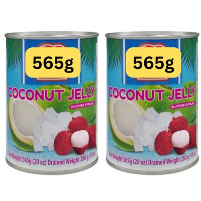 Coconut Jelly Cubes In Lychee Syrup 565g Jars Jelly For Bubble Tea (2x565g)