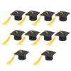 GALPADA 10pcs Mini Graduation Hat Cake Decorations, Graduation Season Souvenir Ornament, Yellow Tassel Paper Polyester, Lightweight Party Props for Cupcakes and Cakes view 1