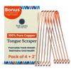 100% Pure Copper Tongue Scraper Limpiador de Lengua Raspador for Adults & Kids | Metal Tongue Cleaner for Fresh Breath | Reusable Ayurvedic Tongue Scraper | Tongue Cleaning Tool (6 Pack, USA Seller) view 1