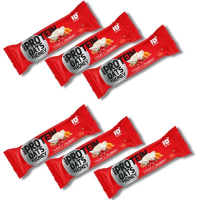 ID Bars Yoghurt & Cranberry | Oat Bar & Protein Bar without Added Sugar | With Oats & Honey | 6 x 70 g