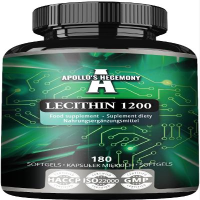 Lecithin 1200mg with Vitamin E - 180 Softgel Capsules - High Strength Soy Lecithin Supplement - 6 Months Supply - Supports Cognitive and Cardio Health - by Apollo's Hegemony