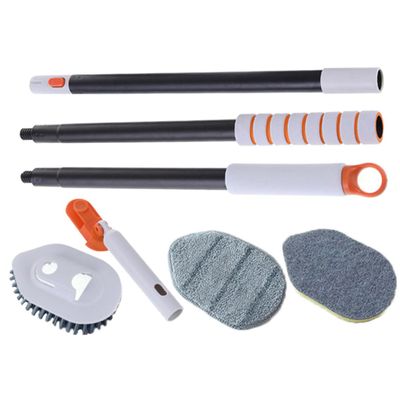 ERINGOGO Extendable Handle Scrub Brush Bathroom Floor Scrubber Tile Corner Brush for Cleaning Tile Floor and Bathroom Shower with Comfortable to Hold and Sturdy Plastic Cloth Design