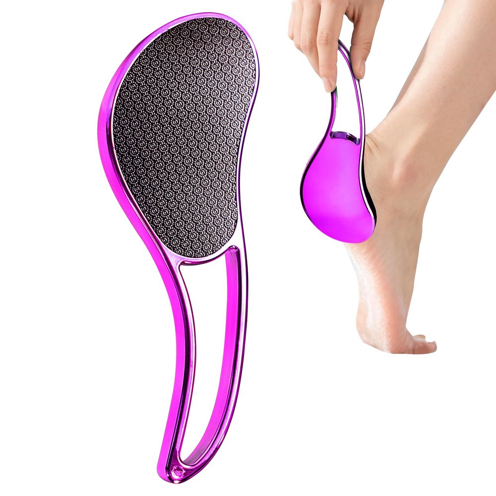 Glass Foot File, 2 Pack Crystal Glass Callus Remover Foot Scrubber and Heel Scraper for Men, Women, Dead Skin Removal Pedicure Tool (Rose Red)