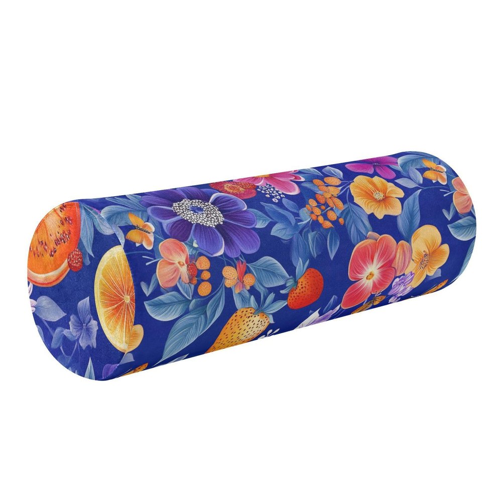miaozhen Fresh Salmonberry Fruit Royal Blue Round Pillow Kids Round Pillow for Back almohada para rodillas 5.5''x17''